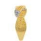 Anel de Prata com Banho de Ouro com Diamante Champanhe e Diamante Branco  Contraste: Cabeca de Veado (800)