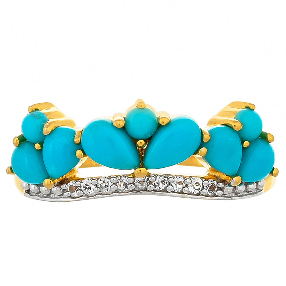 Anel de Prata com Banho de Ouro com Turquesa Bela Adormecida 1 