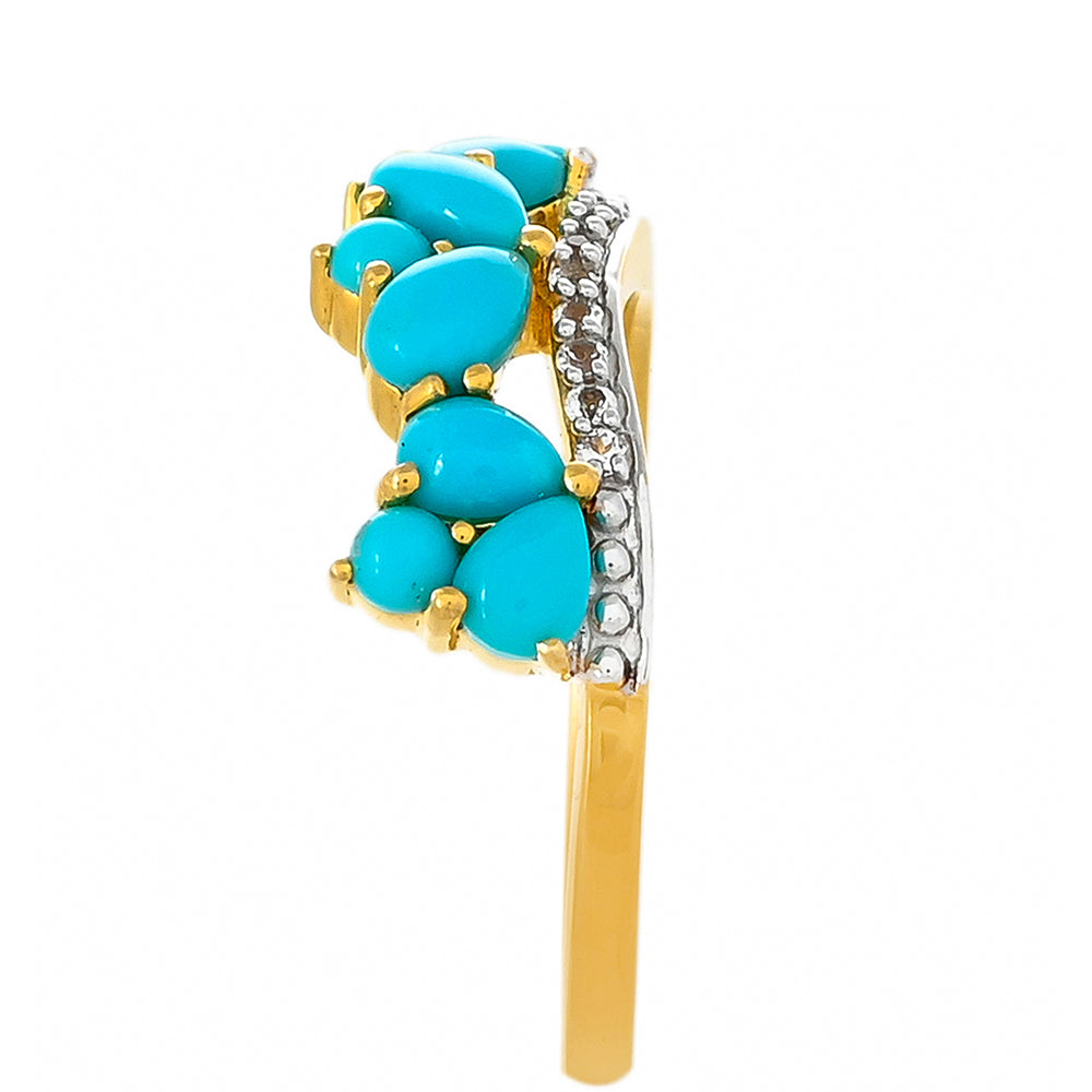 Anel de Prata com Banho de Ouro com Turquesa Bela Adormecida 3 