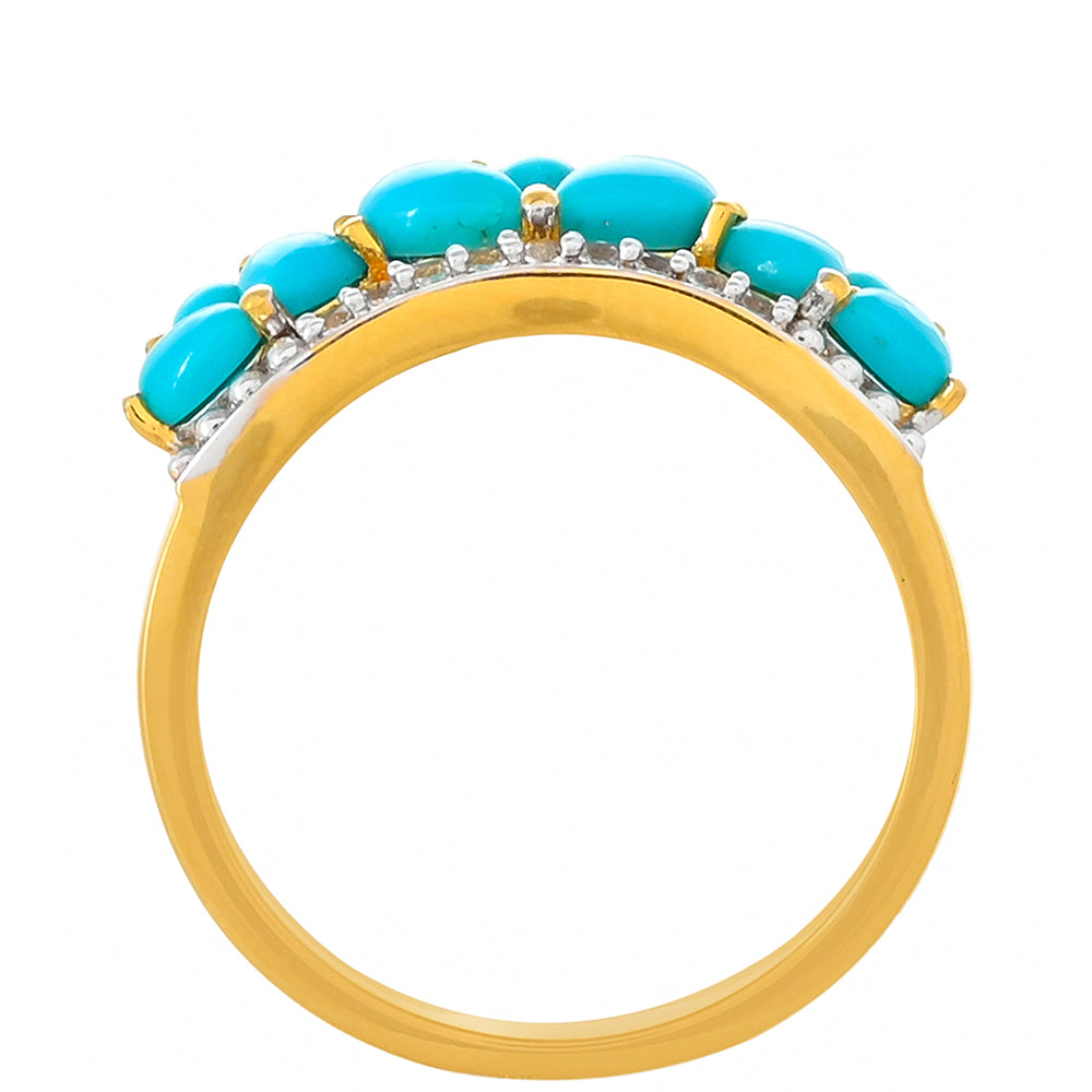 Anel de Prata com Banho de Ouro com Turquesa Bela Adormecida 4 