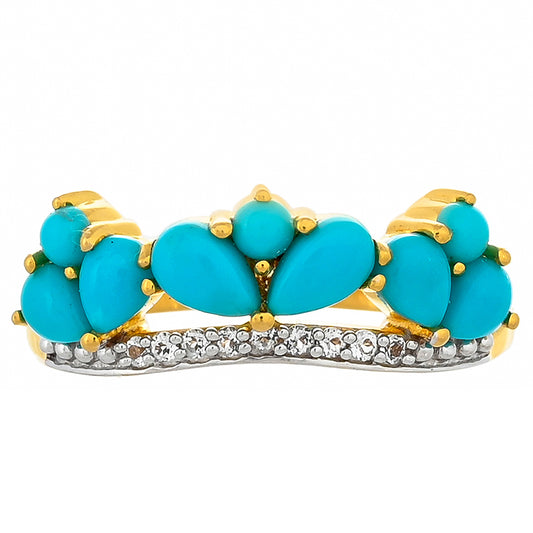 Anel de Prata com Banho de Ouro com Turquesa Bela Adormecida