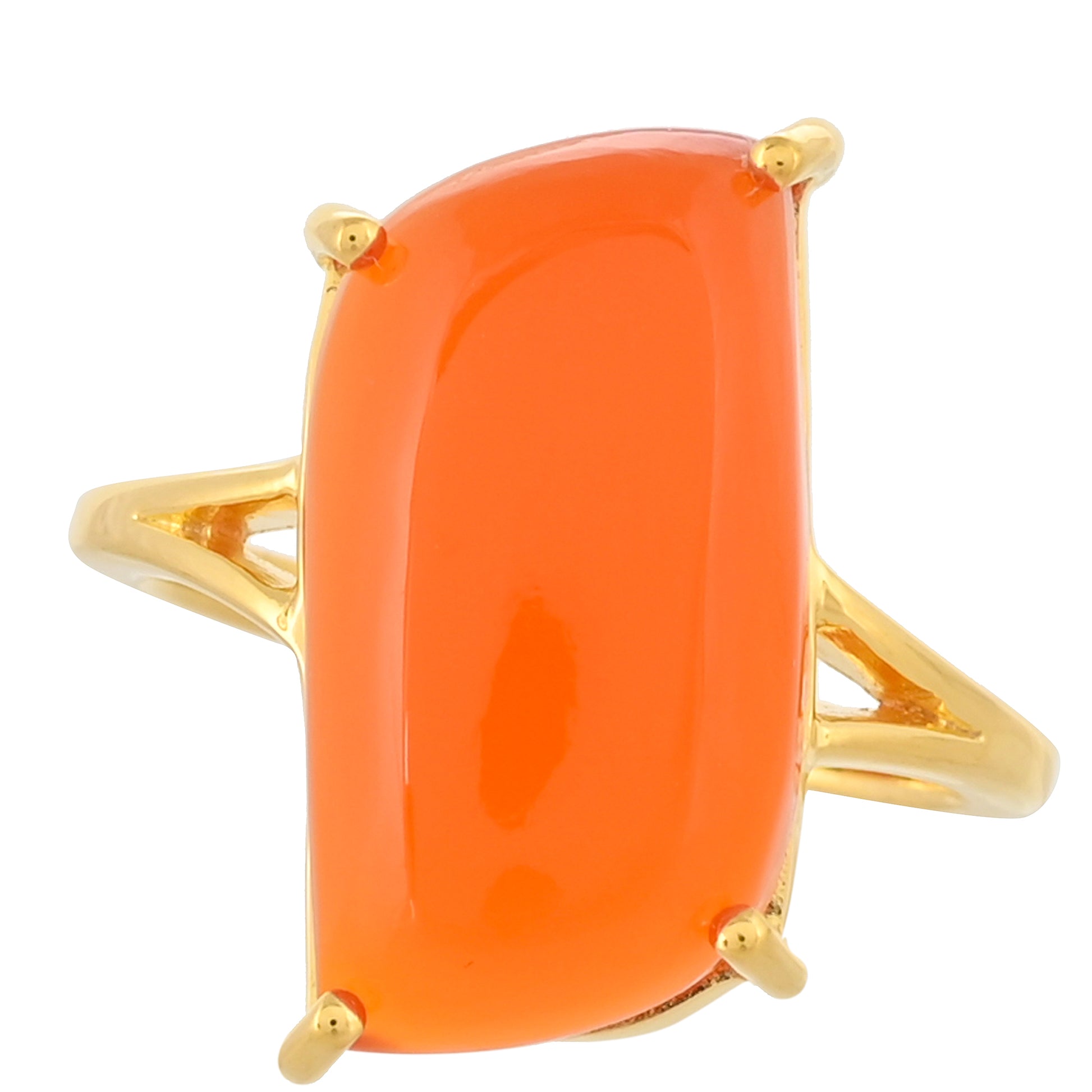 Anel de Prata com Banho de Ouro com Cornalina 1 