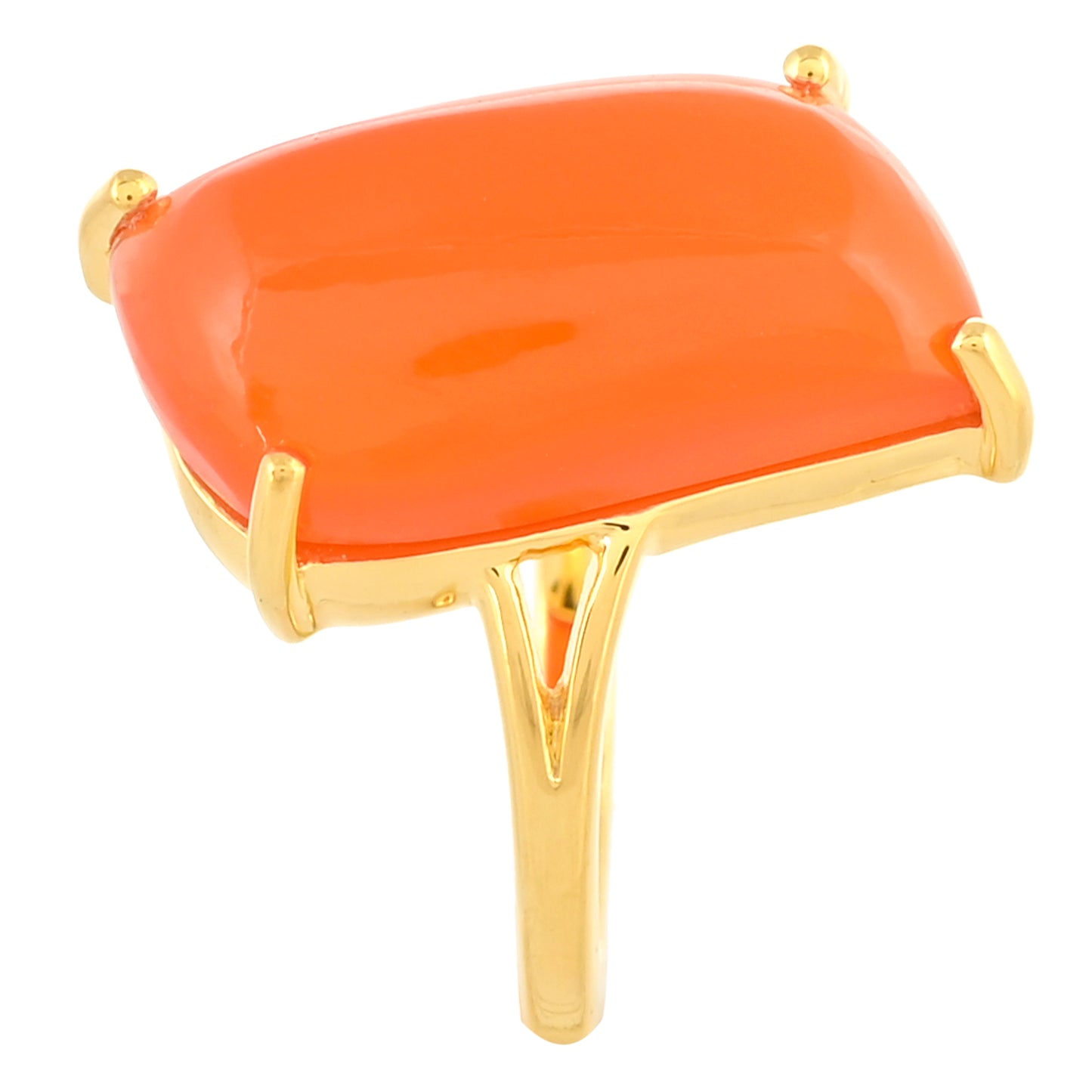 Anel de Prata com Banho de Ouro com Cornalina