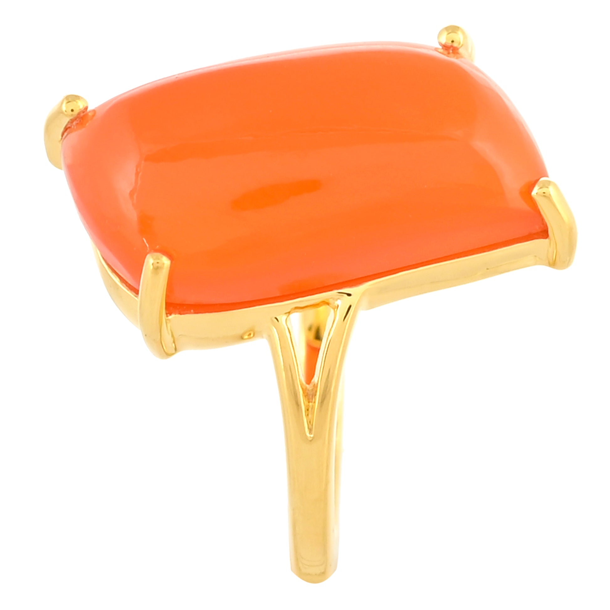 Anel de Prata com Banho de Ouro com Cornalina 3 