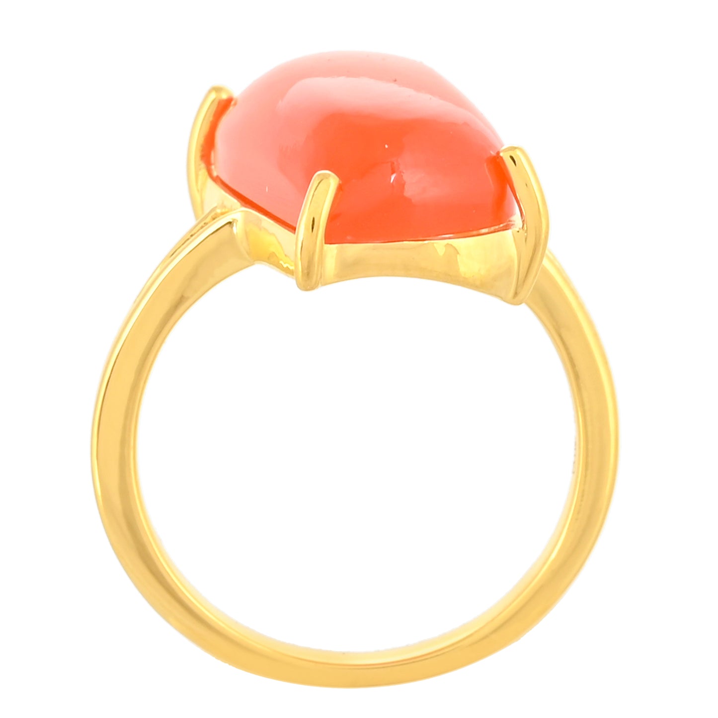 Anel de Prata com Banho de Ouro com Cornalina