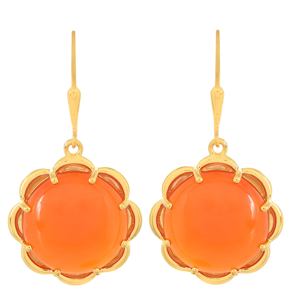 Brincos de Prata com Banho de Ouro com Cornalina 1 