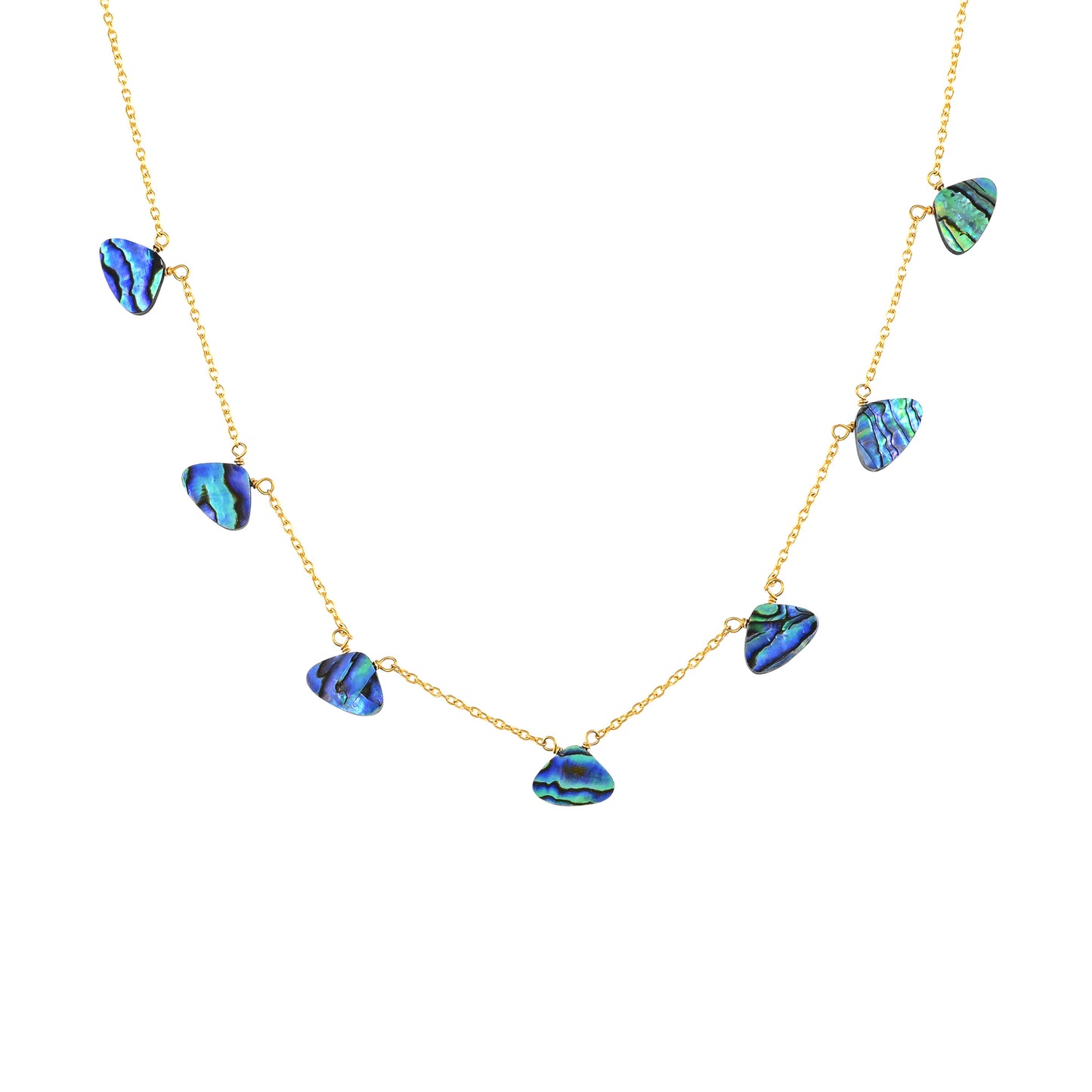 Colar de Prata com Banho de Ouro com Concha Abalone  Contraste: Cabeca de Veado (800)