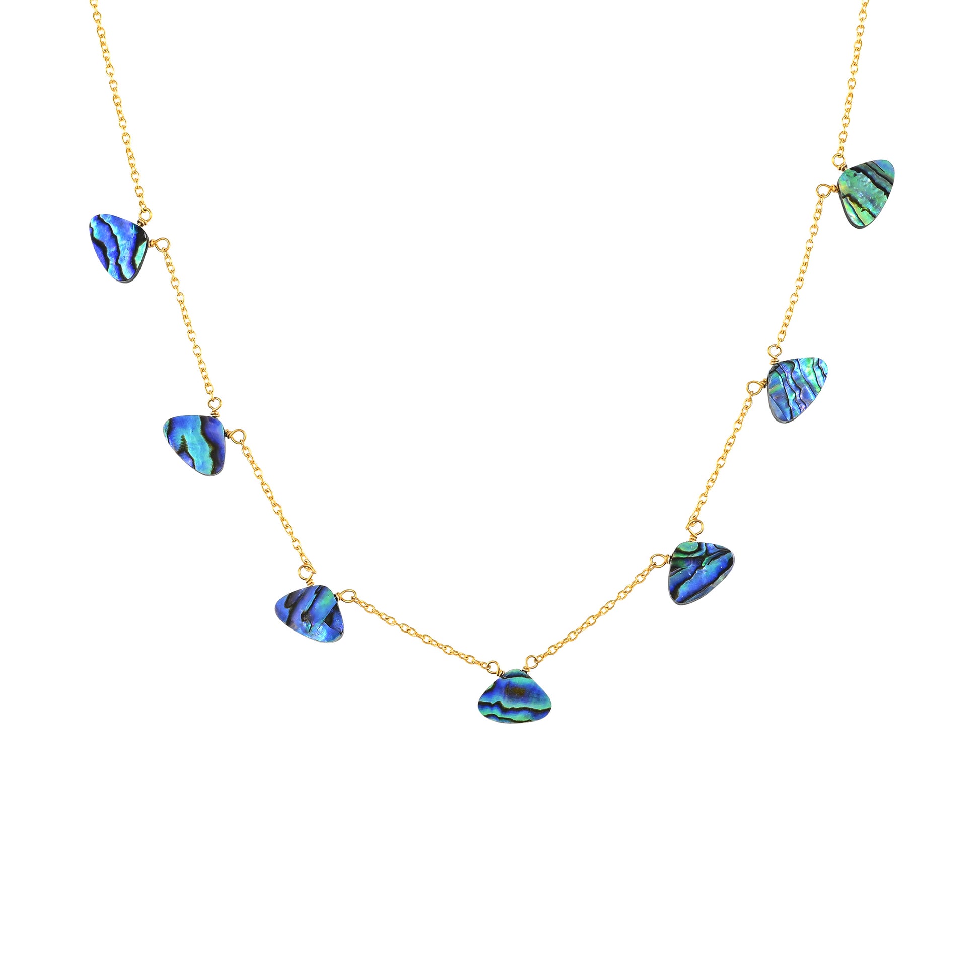 Colar de Prata com Banho de Ouro com Concha Abalone  Contraste: Cabeca de Veado (800) 1 