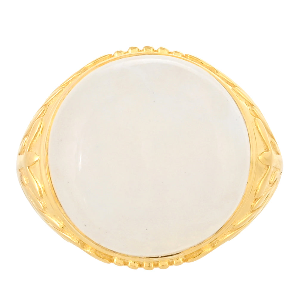 Anel de Prata com Banho de Ouro com Pedra da Lua Arco-íris  Contraste: Cabeca de Veado (800) 1 