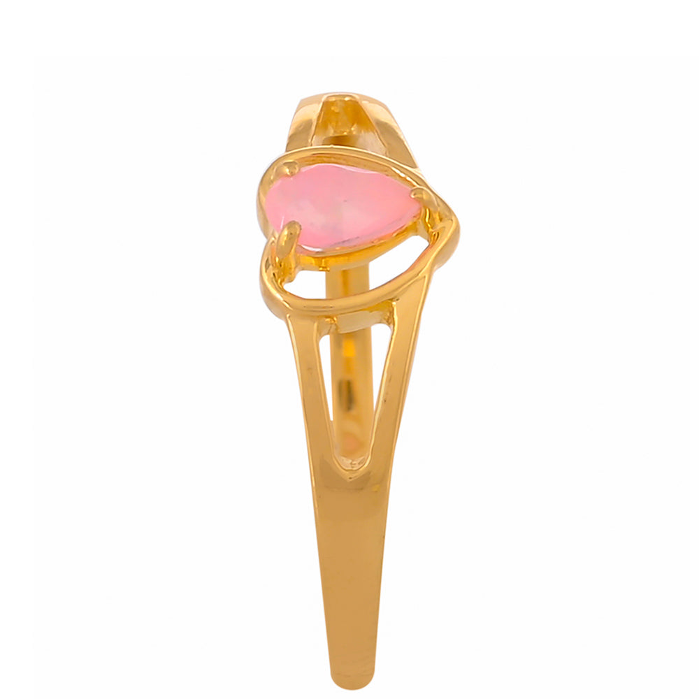 Anel de Prata com Banho de Ouro com Opala Rosa Néon da Etiópia