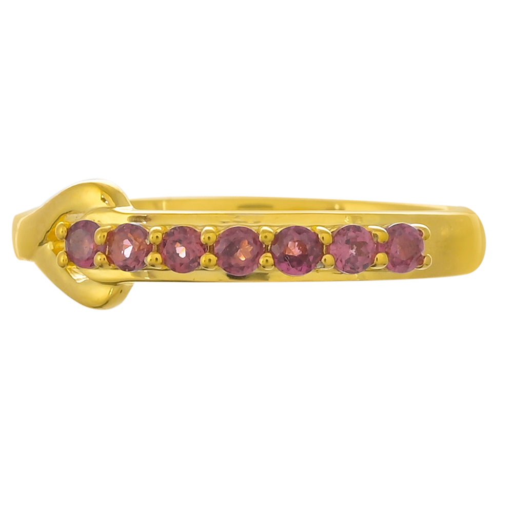 Anel de Prata com Banho de Ouro com Granada de Rhodolite 1 