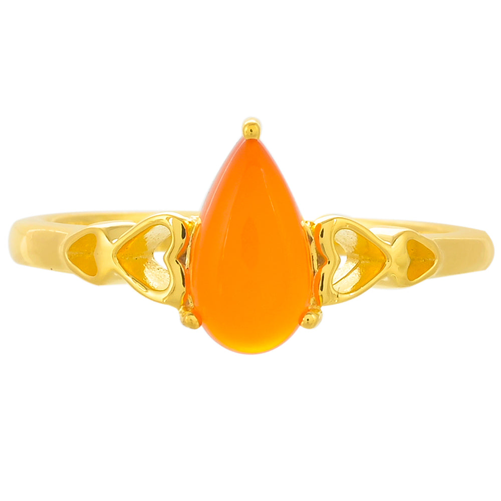 Anel de Prata com Banho de Ouro com Cornalina 1 