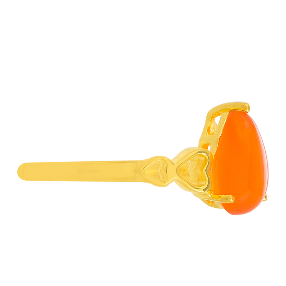 Anel de Prata com Banho de Ouro com Cornalina 2 