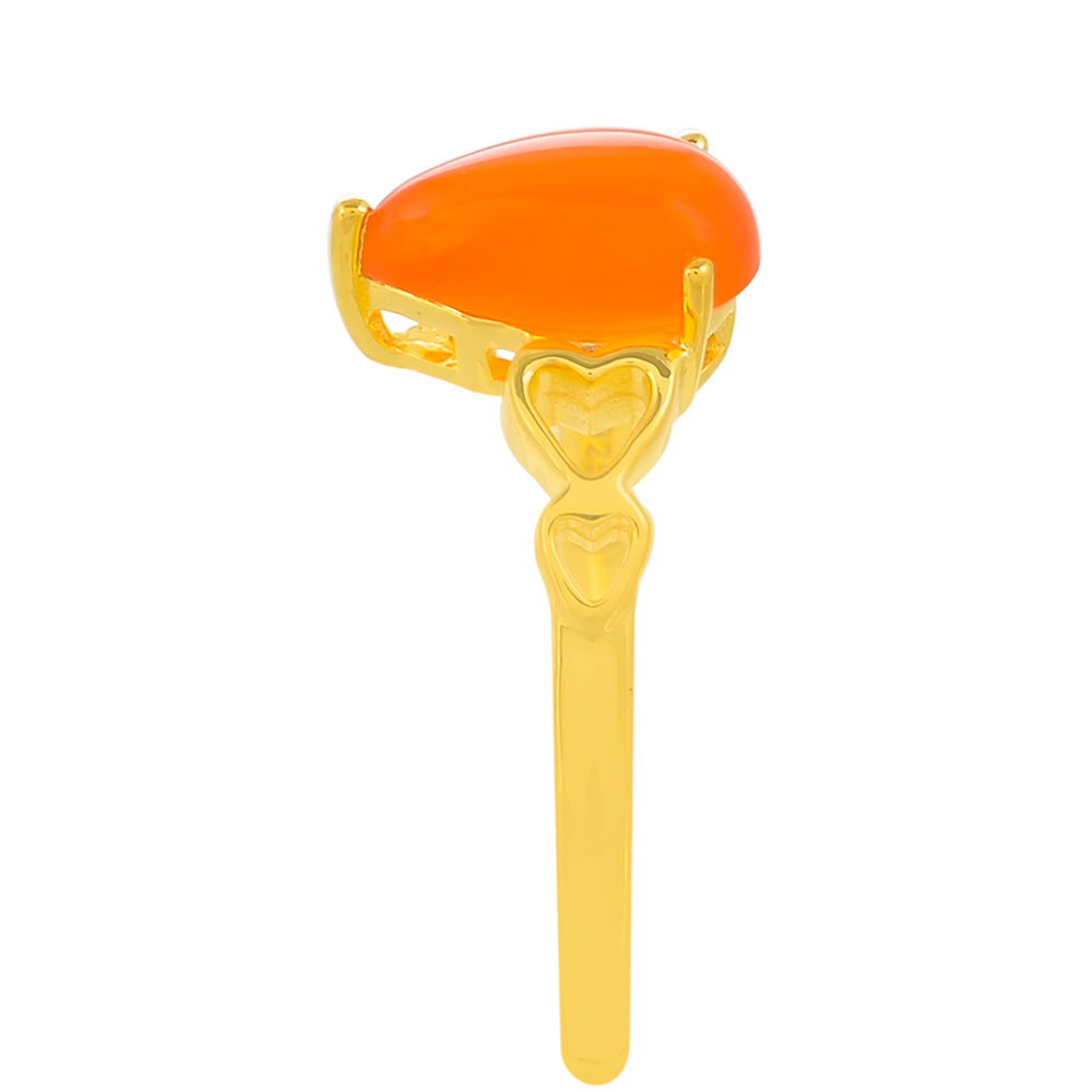 Anel de Prata com Banho de Ouro com Cornalina 3 