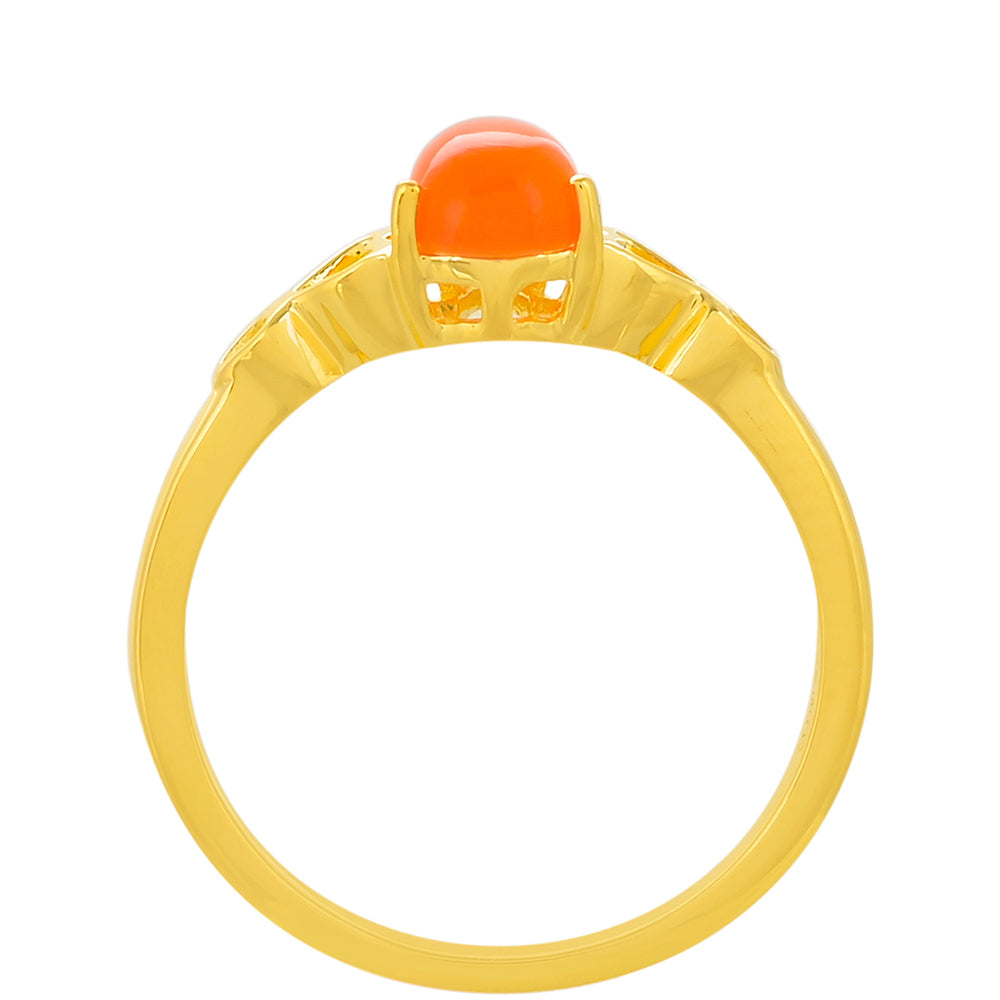 Anel de Prata com Banho de Ouro com Cornalina