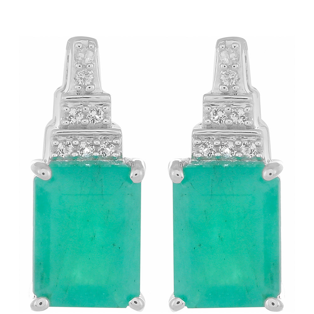 Brincos de Prata com Esmeralda do Brasil e Topázio Branco 1 