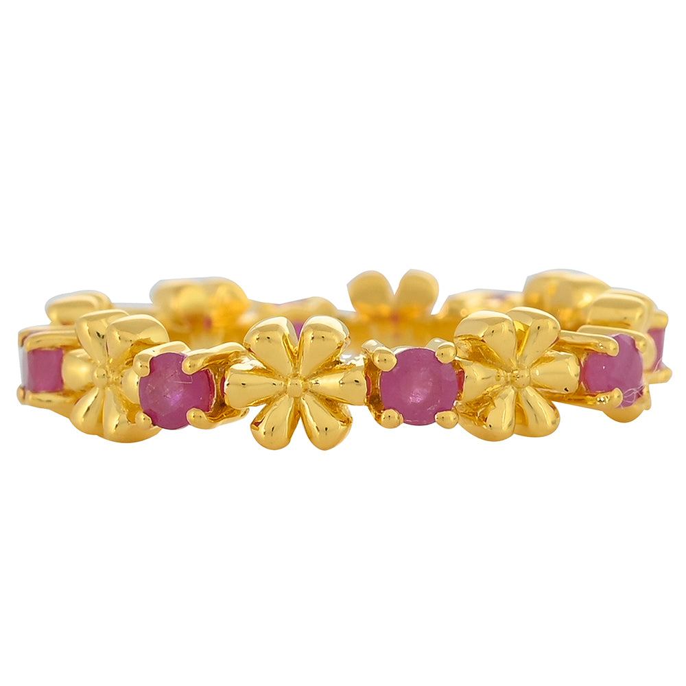 Anel de Prata com Banho de Ouro com Rubi da Tailândia  Contraste: Cabeca de Veado (800) 1 