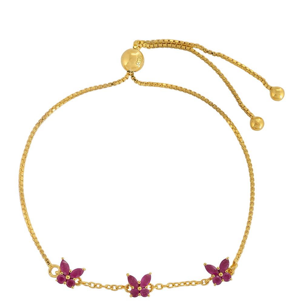 Pulseira de Prata com Banho de Ouro com Rubi da Tailândia  Contraste: Cabeca de Veado (800)