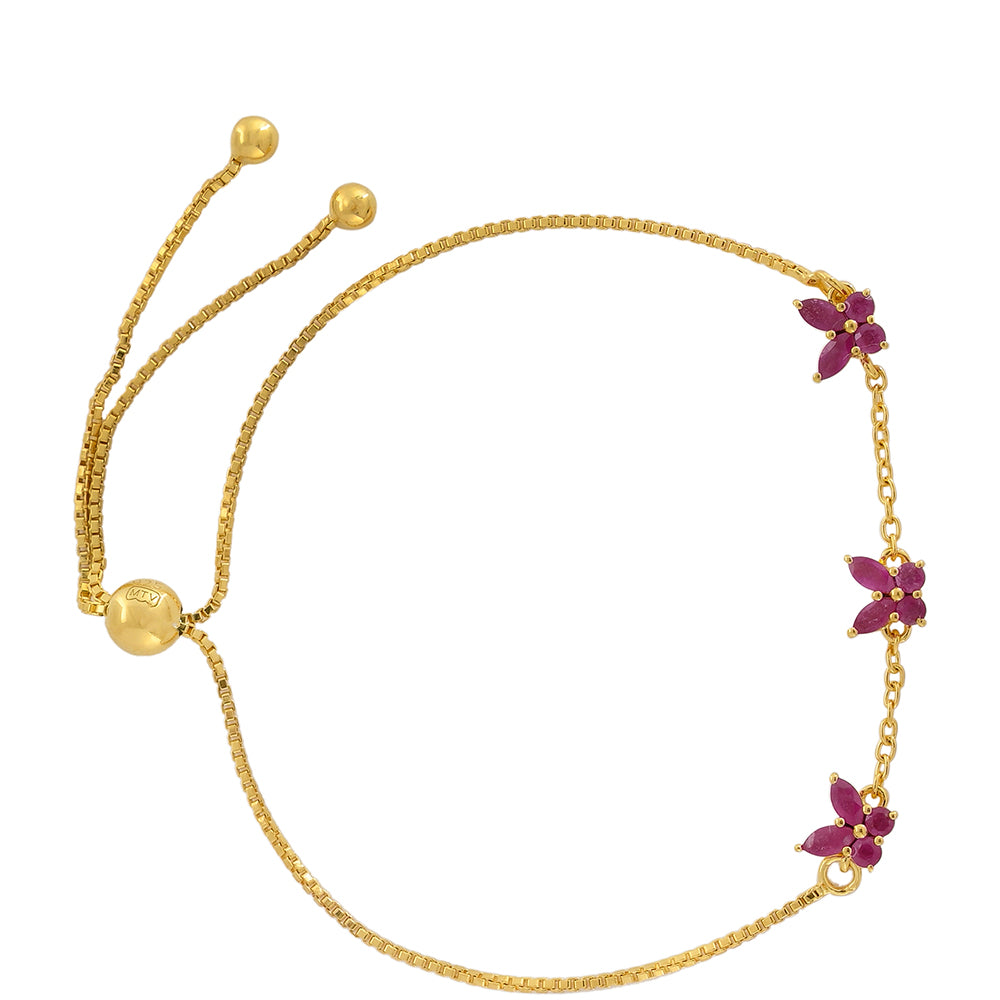 Pulseira de Prata com Banho de Ouro com Rubi da Tailândia  Contraste: Cabeca de Veado (800)