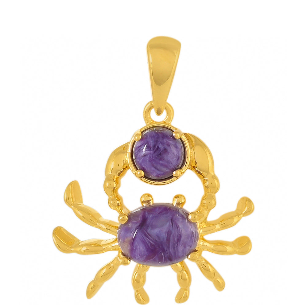 Pendente de Prata com Banho de Ouro com Charoite  Contraste: Cabeca de Veado (800) 1 