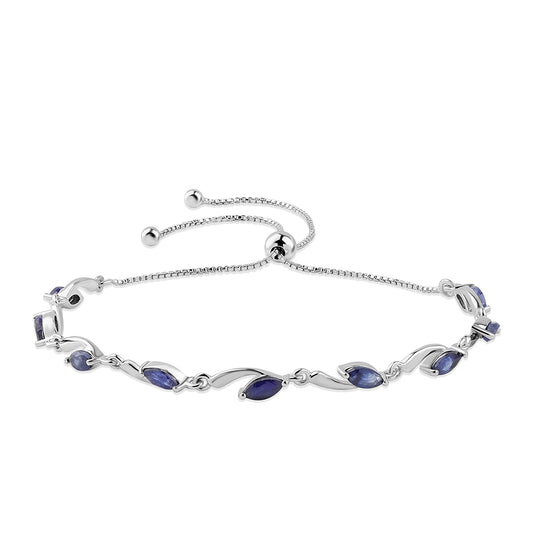 Pulseira de Prata com Safira Azul  Contraste: Cabeca de Veado (800)