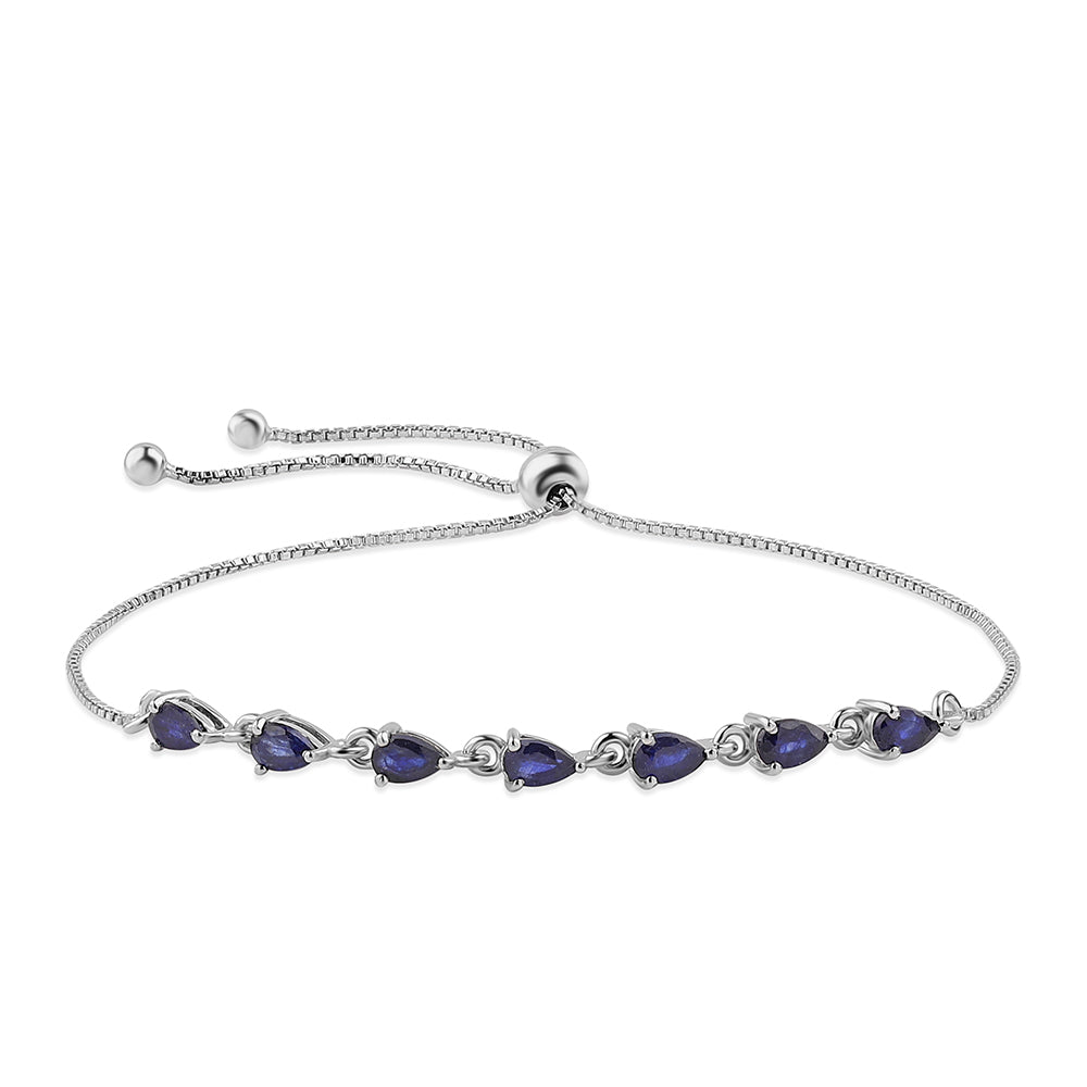 Pulseira de Prata com Safira Azul  Contraste: Cabeca de Veado (800)