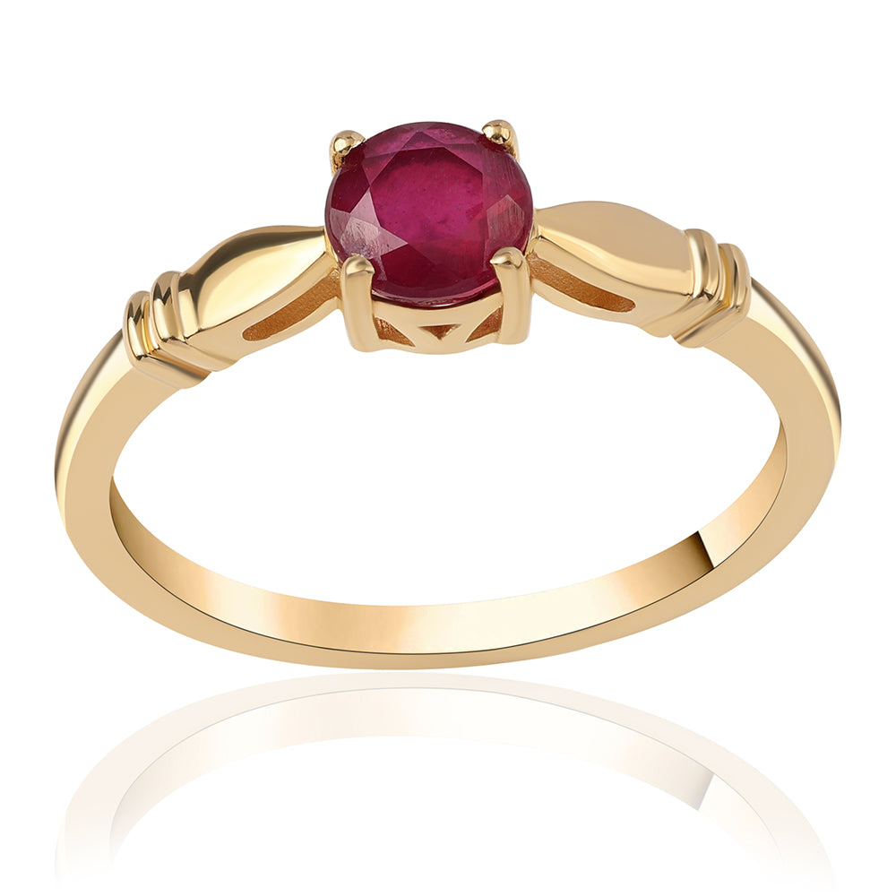 Anel de Prata com Banho de Ouro com Rubi de Moçambique 1 