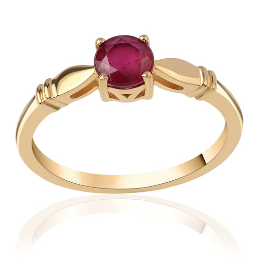 Anel de Prata com Banho de Ouro com Rubi de Moçambique