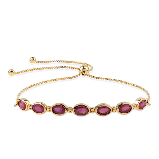 Pulseira de Prata com Banho de Ouro com Rubi de Moçambique  Contraste: Cabeca de Veado (800)