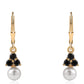Brincos de Prata com Banho de Ouro com Espinela Preta e Pérola de Água Doce Branca
