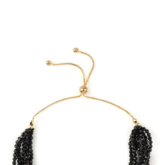 Pulseira de Prata com Banho de Ouro com Espinela Preta