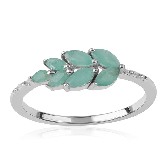 Anel de Prata com Esmeralda do Brasil e Topázio Branco