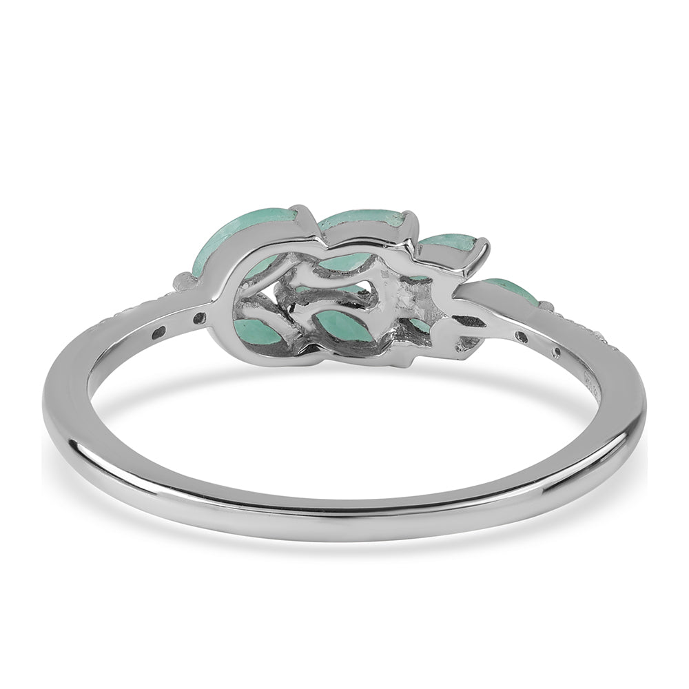 Anel de Prata com Esmeralda do Brasil e Topázio Branco 3 