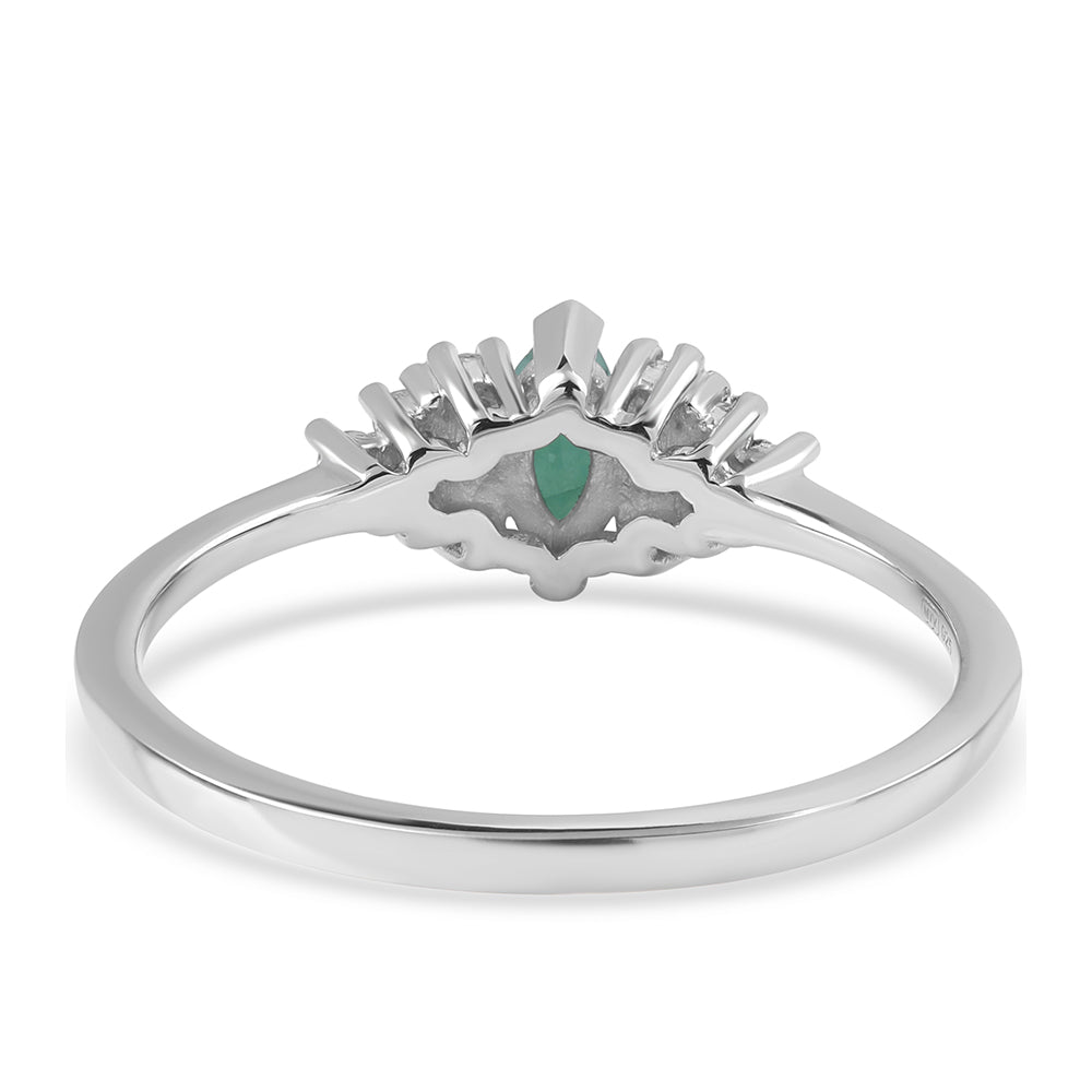 Anel de Prata com Esmeralda do Brasil e Topázio Branco 3 