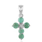 Cruz Pendente de Prata com Esmeralda do Brasil e Topázio Branco