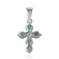 Cruz Pendente de Prata com Esmeralda do Brasil e Topázio Branco