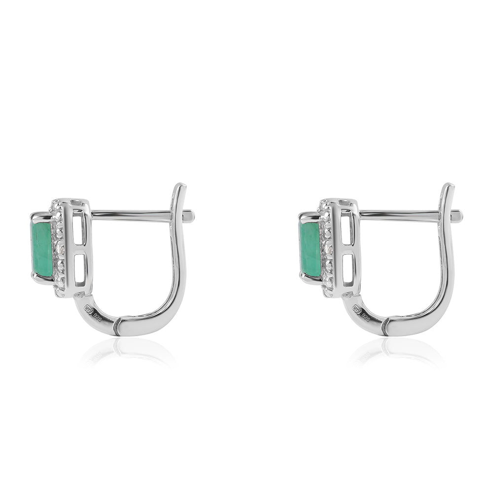 Brincos de Prata com Esmeralda do Brasil e Topázio Branco 3 