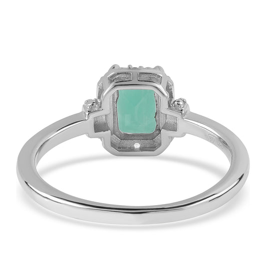 Anel de Prata com Esmeralda do Brasil e Topázio Branco