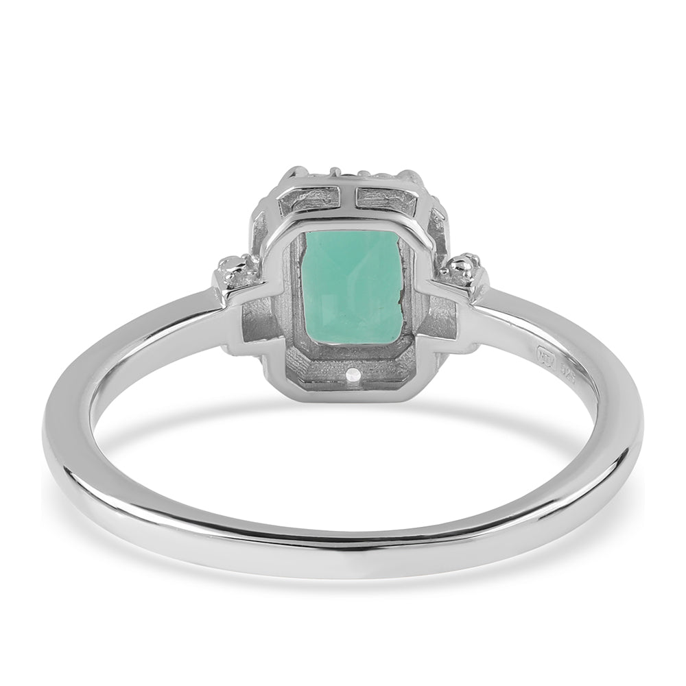 Anel de Prata com Esmeralda do Brasil e Topázio Branco 4 