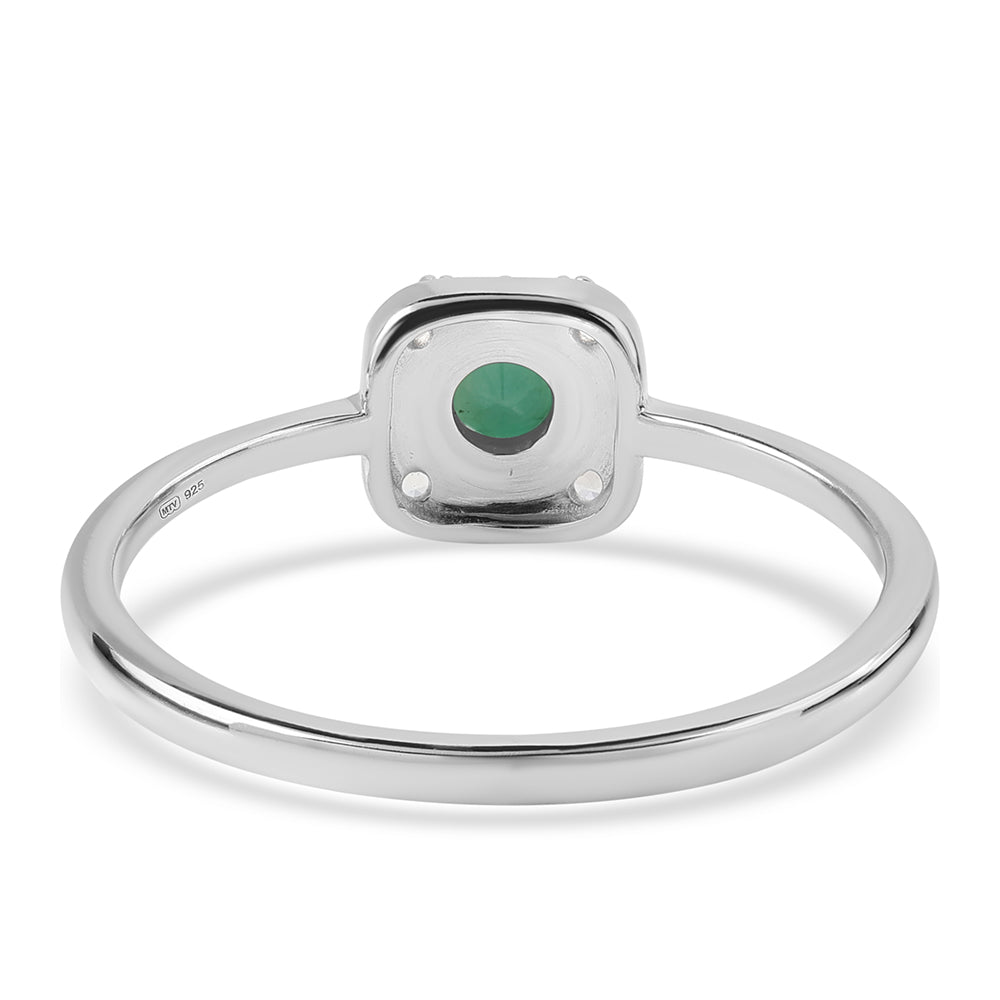 Conjunto de Prata com Esmeralda do Brasil e Topázio Branco ( Brincos+Anel+Pendente )  Contraste: Cabeca de Veado (800) 7 