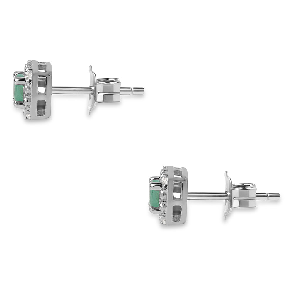 Conjunto de Prata com Esmeralda do Brasil e Topázio Branco ( Brincos+Anel+Pendente )  Contraste: Cabeca de Veado (800)