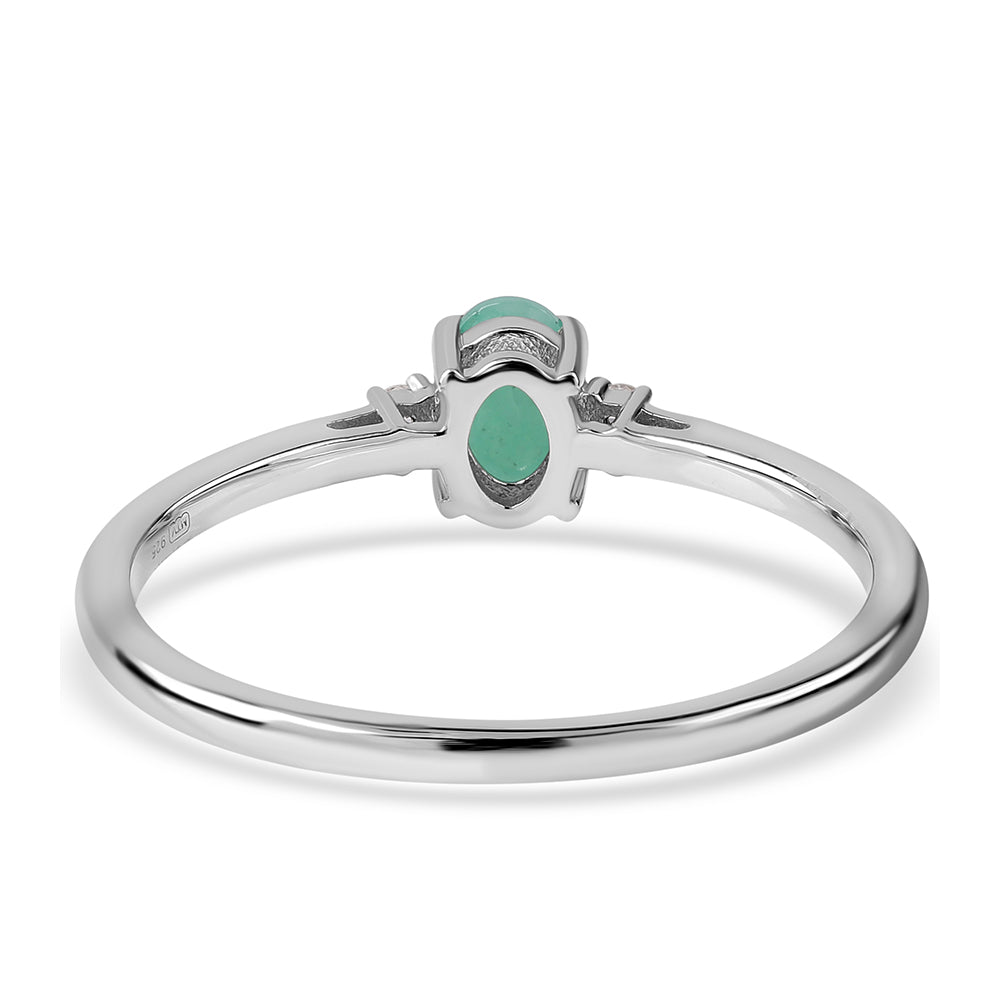 Anel de Prata com Esmeralda do Brasil e Topázio Branco