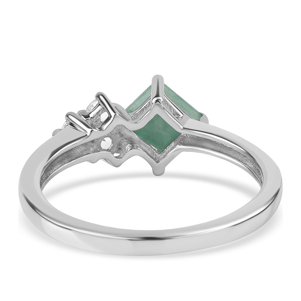 Anel de Prata com Esmeralda do Brasil e Topázio Branco