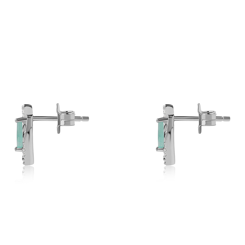 Brincos de Prata com Esmeralda do Brasil e Topázio Branco 3 