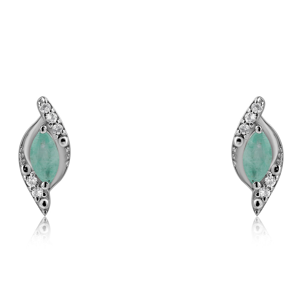 Brincos de Prata com Esmeralda do Brasil e Topázio Branco 1 