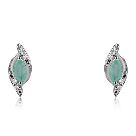 Brincos de Prata com Esmeralda do Brasil e Topázio Branco