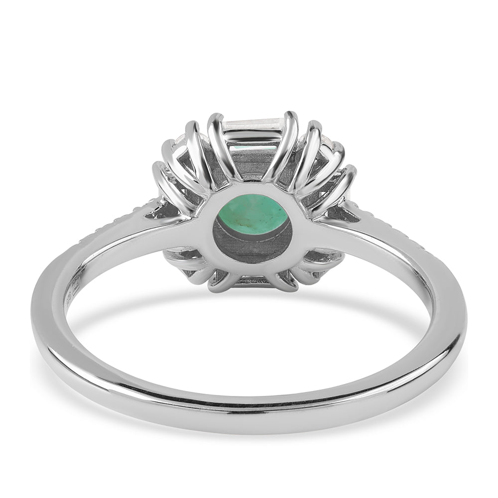Anel de Prata com Esmeralda do Brasil e Topázio Branco 7 