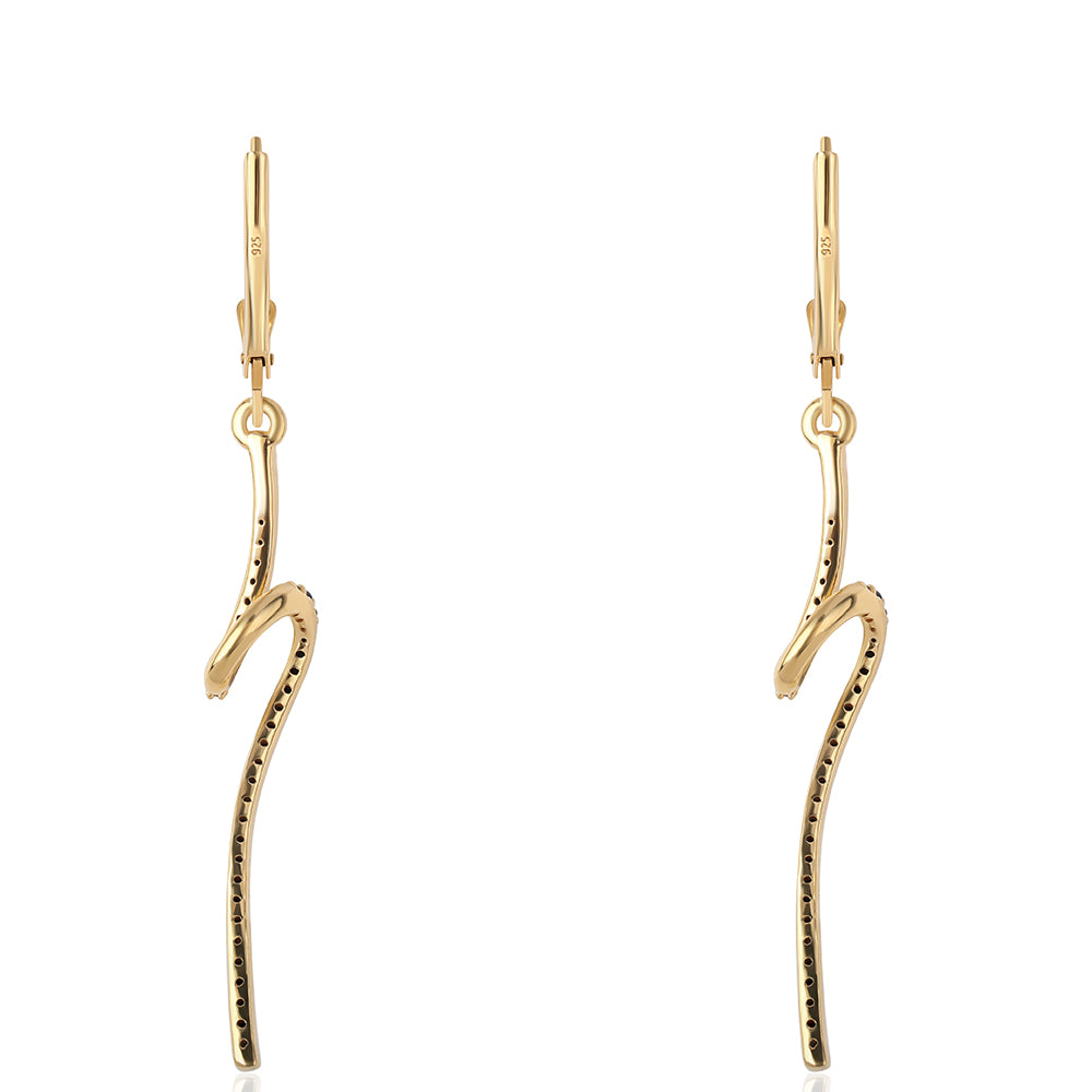 Brincos de Prata com Banho de Ouro com Espinela Preta