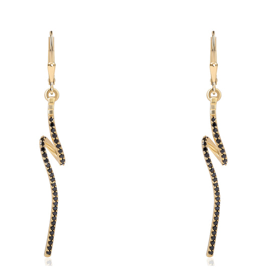 Brincos de Prata com Banho de Ouro com Espinela Preta