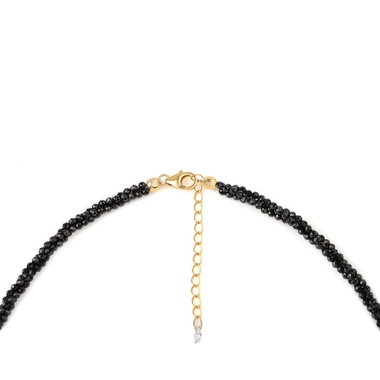 Colar de Prata com Banho de Ouro com Espinela Preta e Topázio Branco